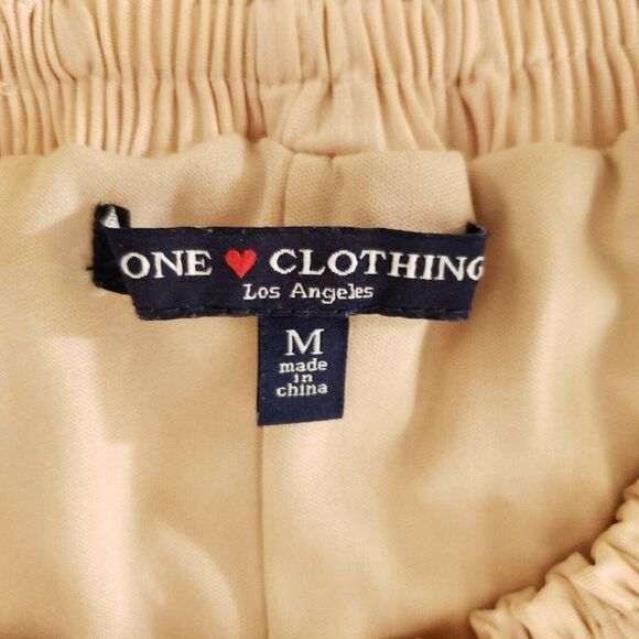 One Clothing Nude Beige On Off Shoulder Pleated Overlay Mini Dress Sz M - Picture 7 of 7